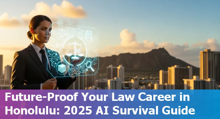 Honolulu, Hawaii lawyer using AI-assisted laptop for legal research and contract review in 2025