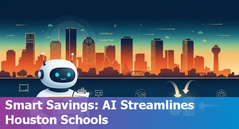 Education technology team in Houston, Texas reviewing AI cost-savings dashboard