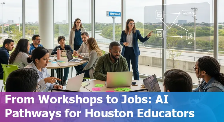 Educators discussing AI integration at a Houston, TX school workshop in 2025