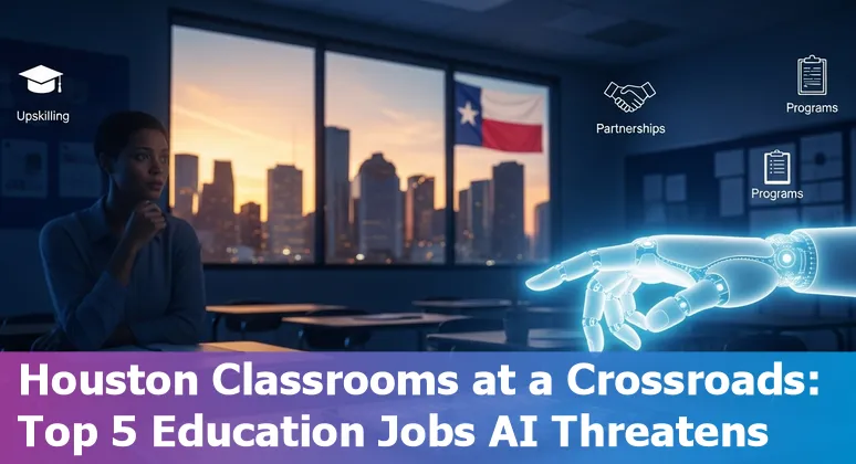 Educators and staff in Houston discussing AI adaptation strategies in a college setting