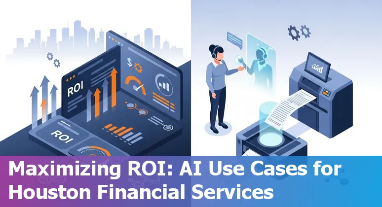 Bank employee using AI dashboard to improve efficiency at a Houston, Texas, US financial services firm.