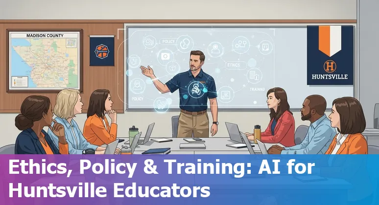 Educators learning AI tools in a Huntsville, Alabama classroom with ARC and AGI resources visible