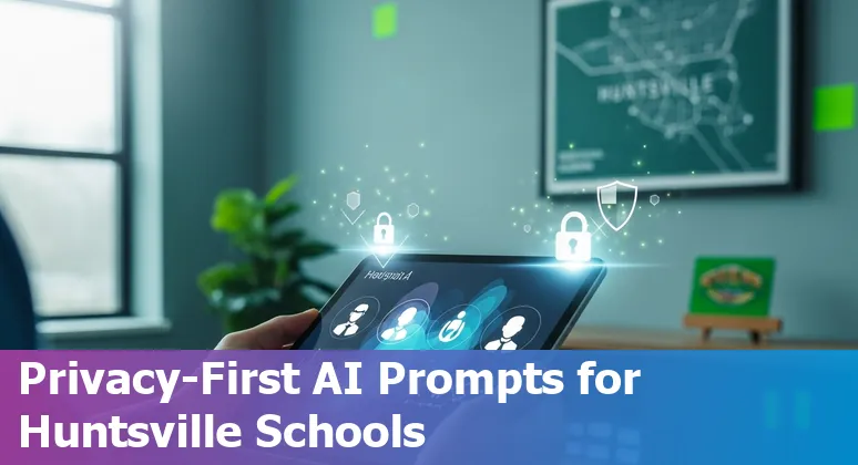 Students and educators in Huntsville using AI tools with NASA and local tech partners in the background
