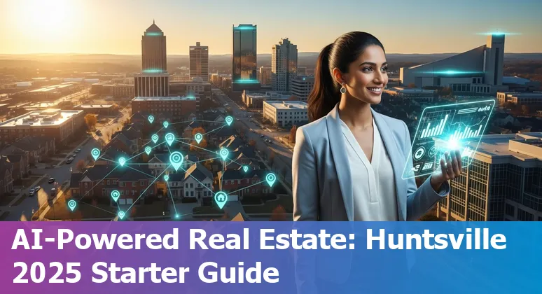 AI-powered real estate dashboard and VR tour showing a Huntsville, Texas property in 2025