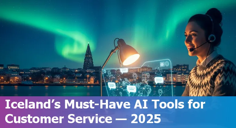 Icelandic customer service team using AI tools on laptops with Reykjavík backdrop