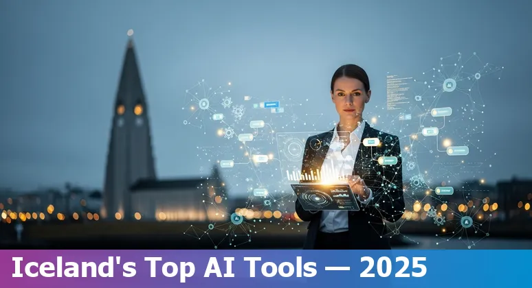 Finance professional in Iceland reviewing AI tool dashboard for cashflow forecasting and compliance