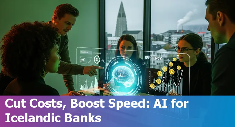 Diagram showing AI tools improving efficiency in Icelandic financial services: Lucinity copilot, Options datacentre and tokenised payments in Iceland.