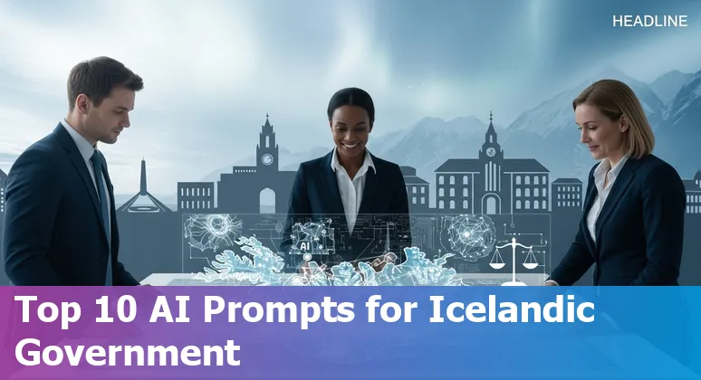 Collage showing Icelandic government AI use cases: chatbots on Island.is, Miðeind language tech, open data, and climate modelling.