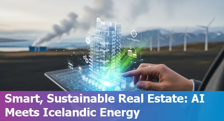 Real estate and AI concept with Iceland data center and renewable energy background in Iceland