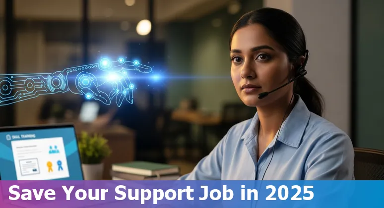 Indian customer service agent using AI tools in a call center in India