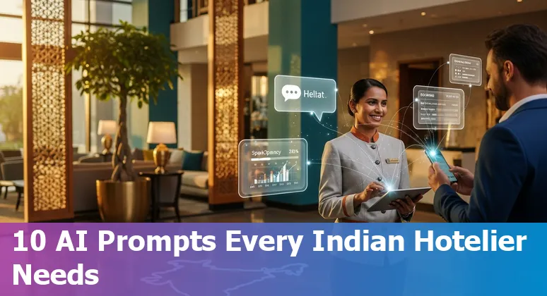 Hotel staff using AI-powered chat on phone for multilingual guest service and booking in India