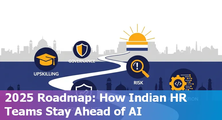 Illustration of AI assisting HR professionals in India with hiring, payroll and upskilling in 2025