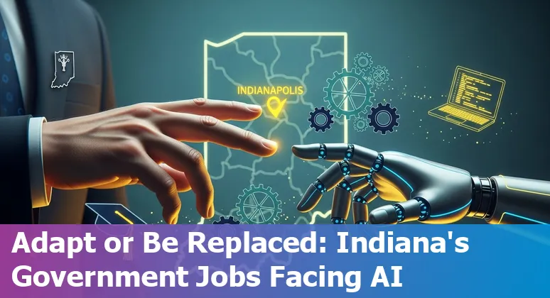 Indianapolis city skyline with icons representing AI, government workers, and training resources.
