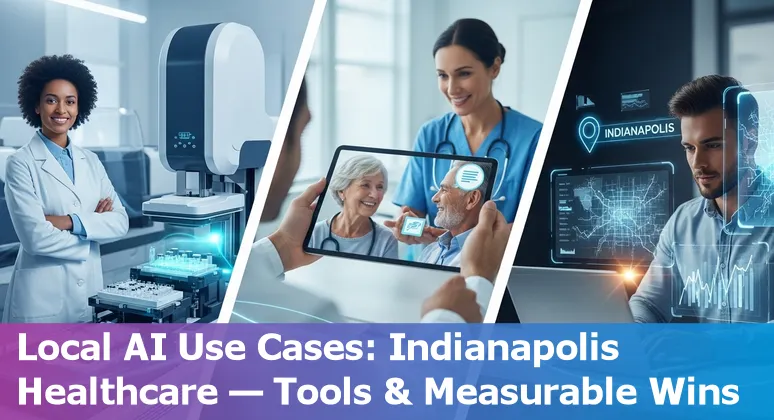 Healthcare worker reviewing AI-annotated chest X-ray on a tablet in an Indianapolis clinic