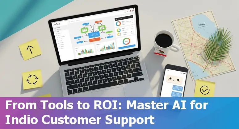 Customer service agent using AI chatbot on a laptop in Indio, California, 2025