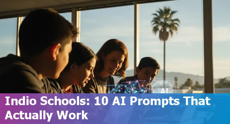 Students using AI tools on laptops in an Indio classroom near Handel’s Ice Cream.