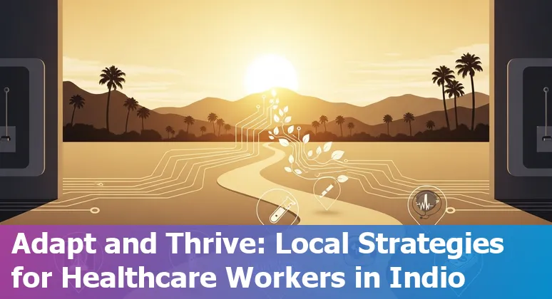 Healthcare workers in Indio discussing AI impacts on medical coding, radiology, transcription, billing, and laboratory work