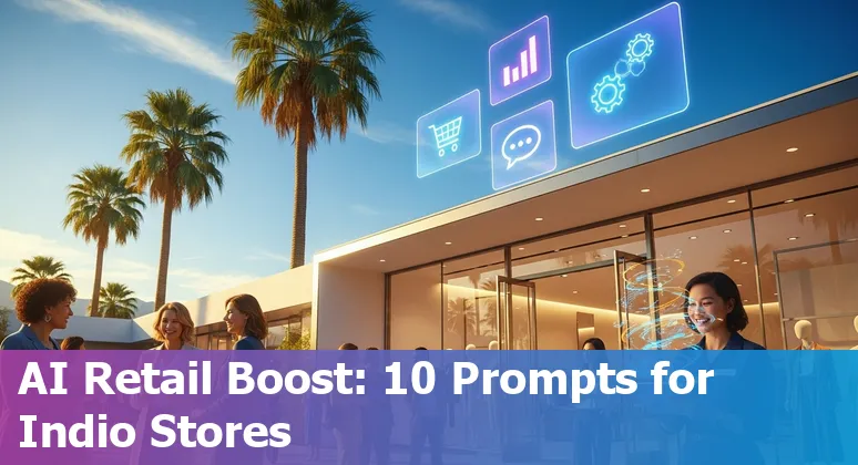Retail employees using AI dashboards and chatbot for store operations in Indio, California