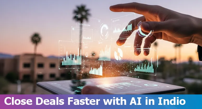 Sales professional using AI tools in Indio, California in 2025—laptop screen with sales dashboard and AI assistant