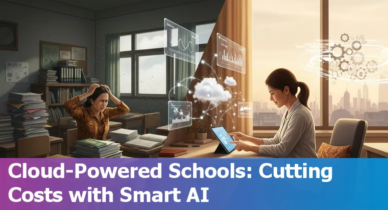 Illustration of AI-powered learning tools used by education companies in Indonesia, ID