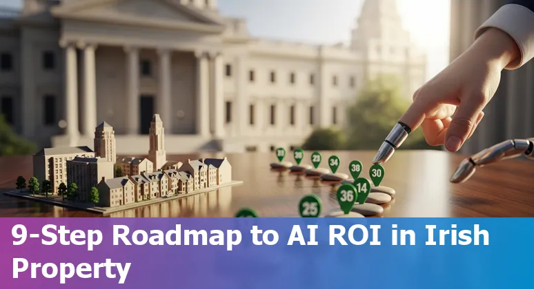 AI in Ireland real estate 2025: agents using AI tools with Dublin skyline in Ireland background