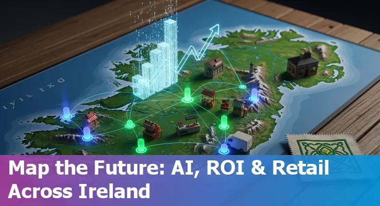 Retail AI concept collage showing AI, shopping and the Ireland flag for 2025