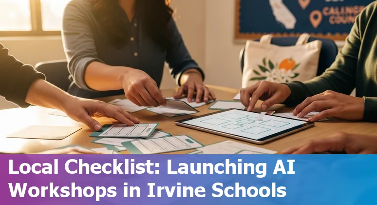 Educators using AI tools in an Irvine, California classroom in 2025, focusing on inclusive and compliant practices