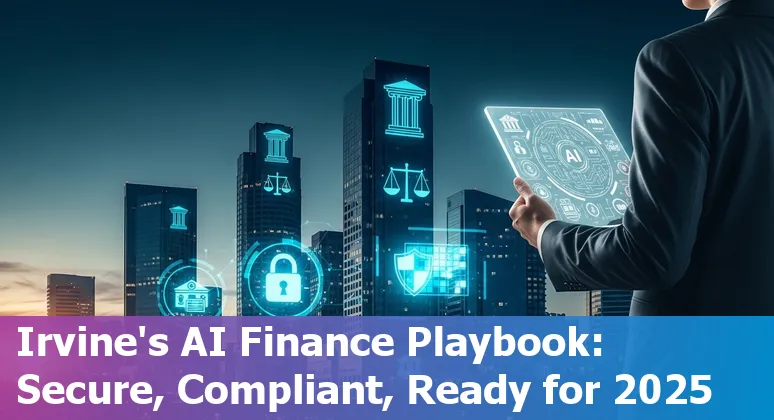 Irvine California financial services professionals reviewing AI strategy and compliance documents in 2025 image