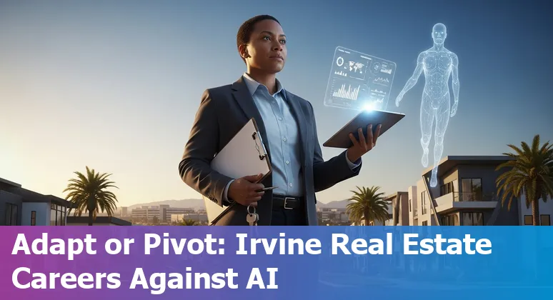 Irvine skyline with real estate icons and AI/automation graphics