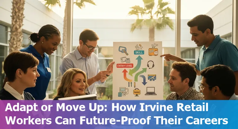 Irvine retail store with self-checkout kiosks and staff discussing training options.