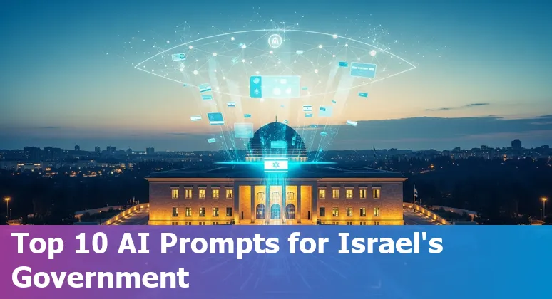 Illustration of Israeli government agencies using AI for public services, health, transport, and defense.