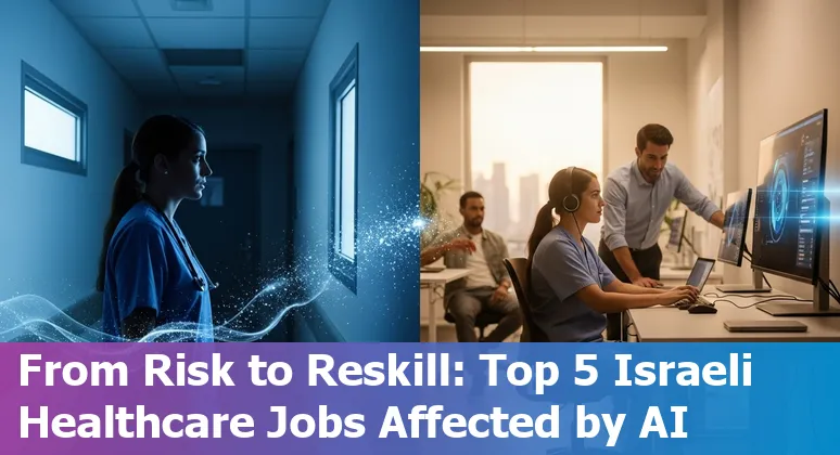 Healthcare professionals in Israel using AI tools: receptionist, coder, scribe, radiologist and pathologist collaborating with digital systems