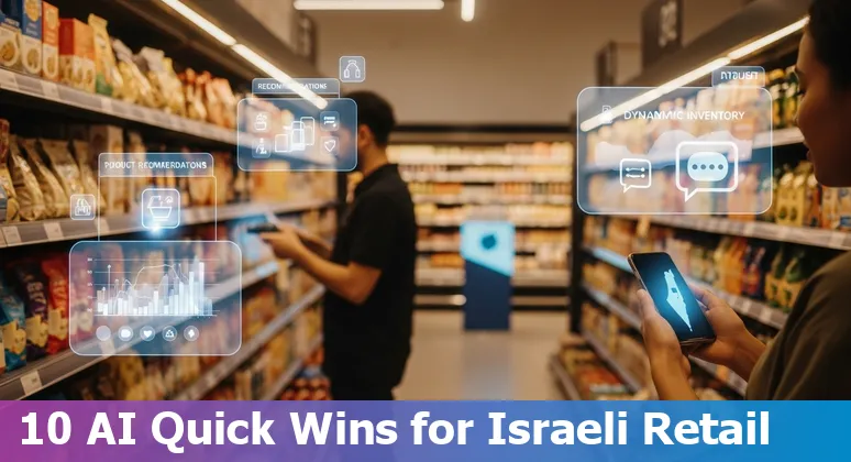 Retail store in Israel with AI icons showing personalization, inventory, and chatbots