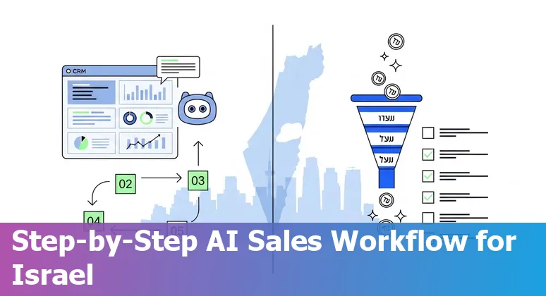 Sales professional using AI tools in Israel in 2025, showing CRM and analytics screens in Israel