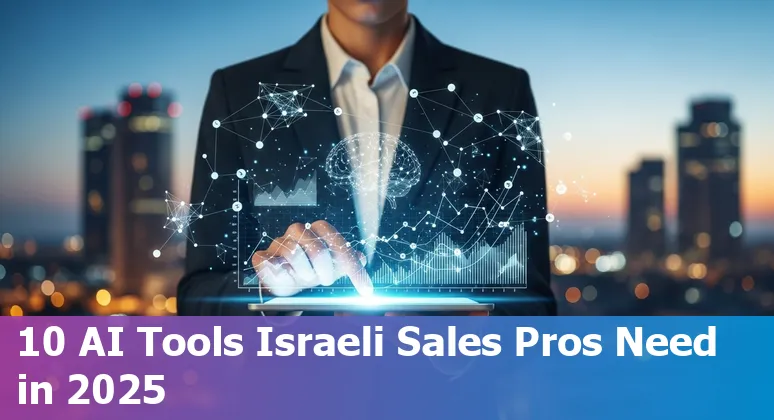 Collage of AI sales tools logos and a salesperson using a CRM on a laptop