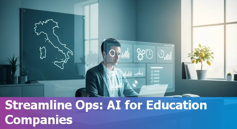 Graphic showing AI tools improving efficiency for education companies in Italy