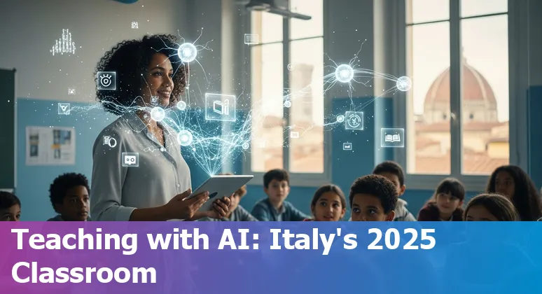 Students and teachers using AI tools in a classroom in Italy in 2025
