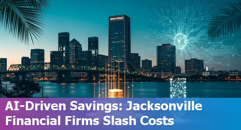 City of Jacksonville, Florida skyline with overlay icons for AI, finance, and efficiency