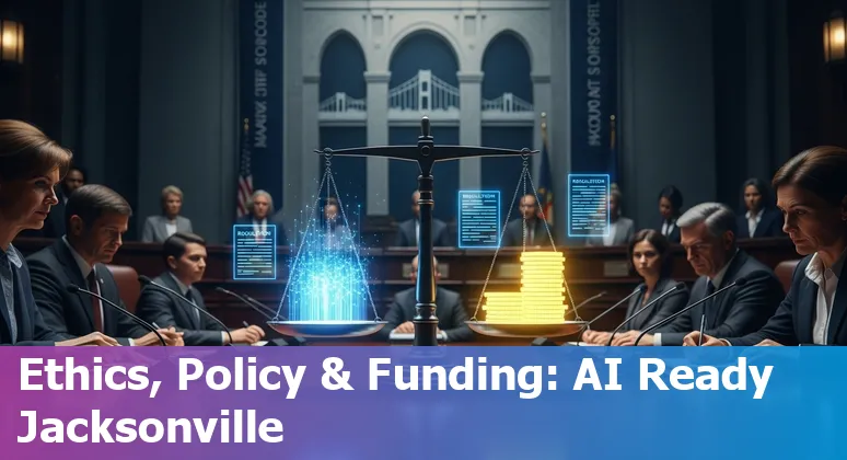 City hall and skyline of Jacksonville, Florida with AI overlay representing 2025 municipal AI initiatives