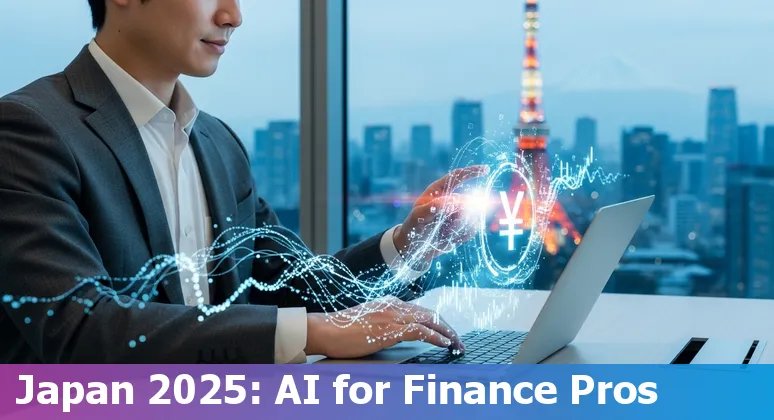 Finance professional reviewing AI analytics dashboard in Japan, 2025