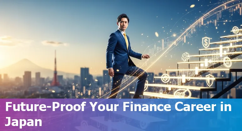 Illustration of AI and finance professionals in Japan office, 2025 showing Japan finance and AI themes