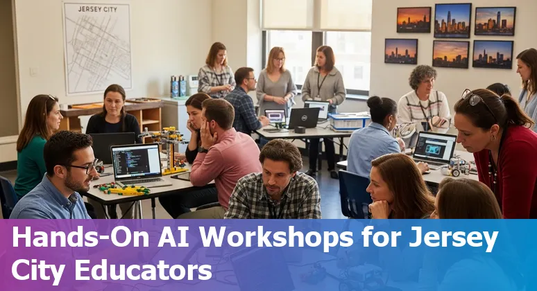 Educators and students using AI tools in a Jersey City, New Jersey classroom in 2025