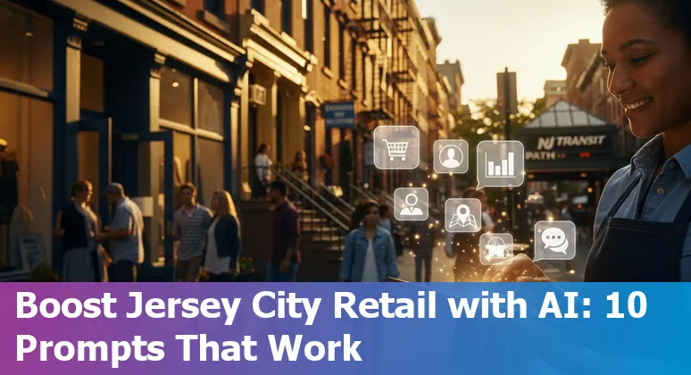 Retail store in Jersey City with AI icons overlay showing recommendations, pricing, and delivery routes