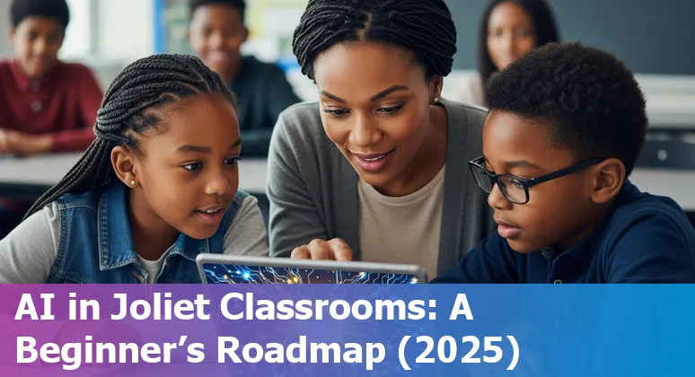 Educators and students using AI tools in a Joliet, Illinois classroom in 2025