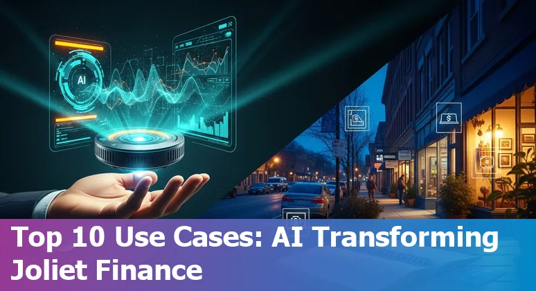 Financial services team in Joliet reviewing AI-driven dashboard on laptop