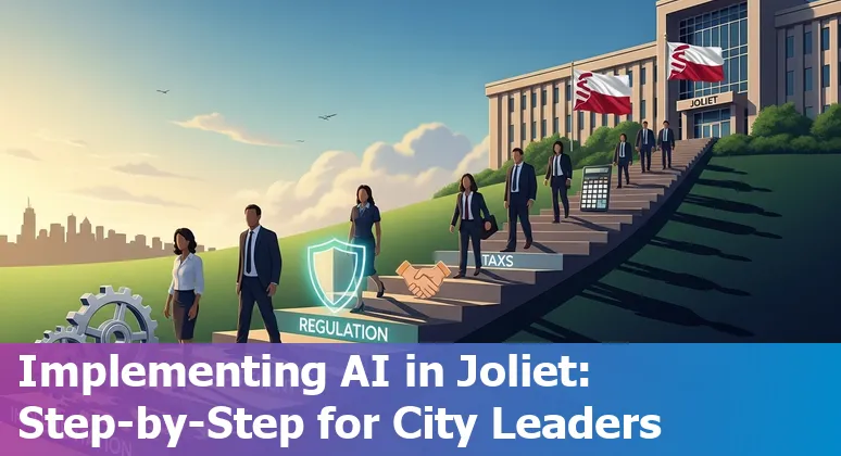 City of Joliet, Illinois government building with AI network overlay, 2025