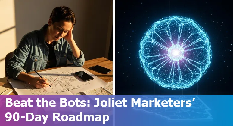 Joliet, Illinois marketer using AI tools with local EV and solar projects in background