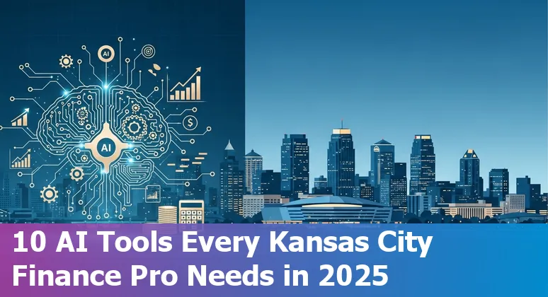 Illustration of finance professionals in Kansas City using AI tools like Arya.ai, Zest AI, AlphaSense on laptops.