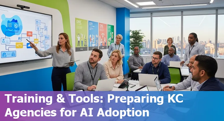 Kansas City, Missouri government AI guide 2025: city skyline with AI icons and local government buildings