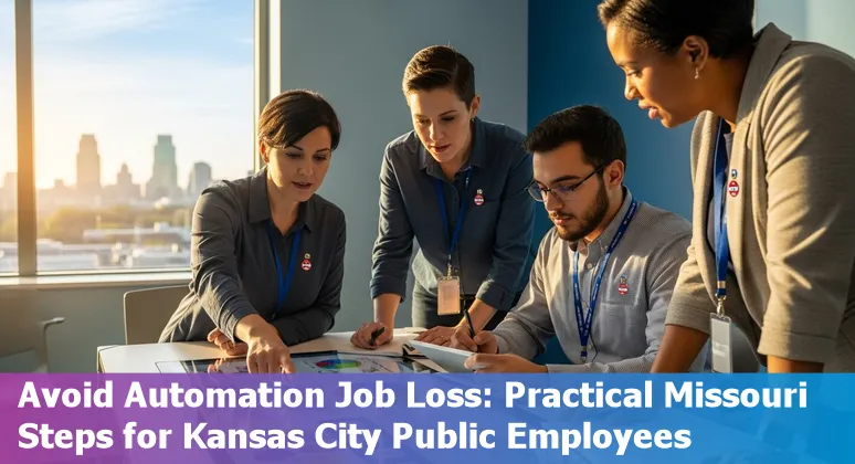 Kansas City skyline with government office icons and AI circuit overlay